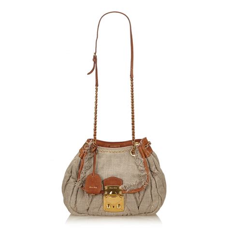 LUXURY MIU MIU SHOULDER BAG HANDBAG 5BH133 BEIGE 